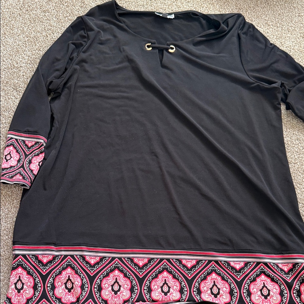 JM Collection Black and Pink Women's Top